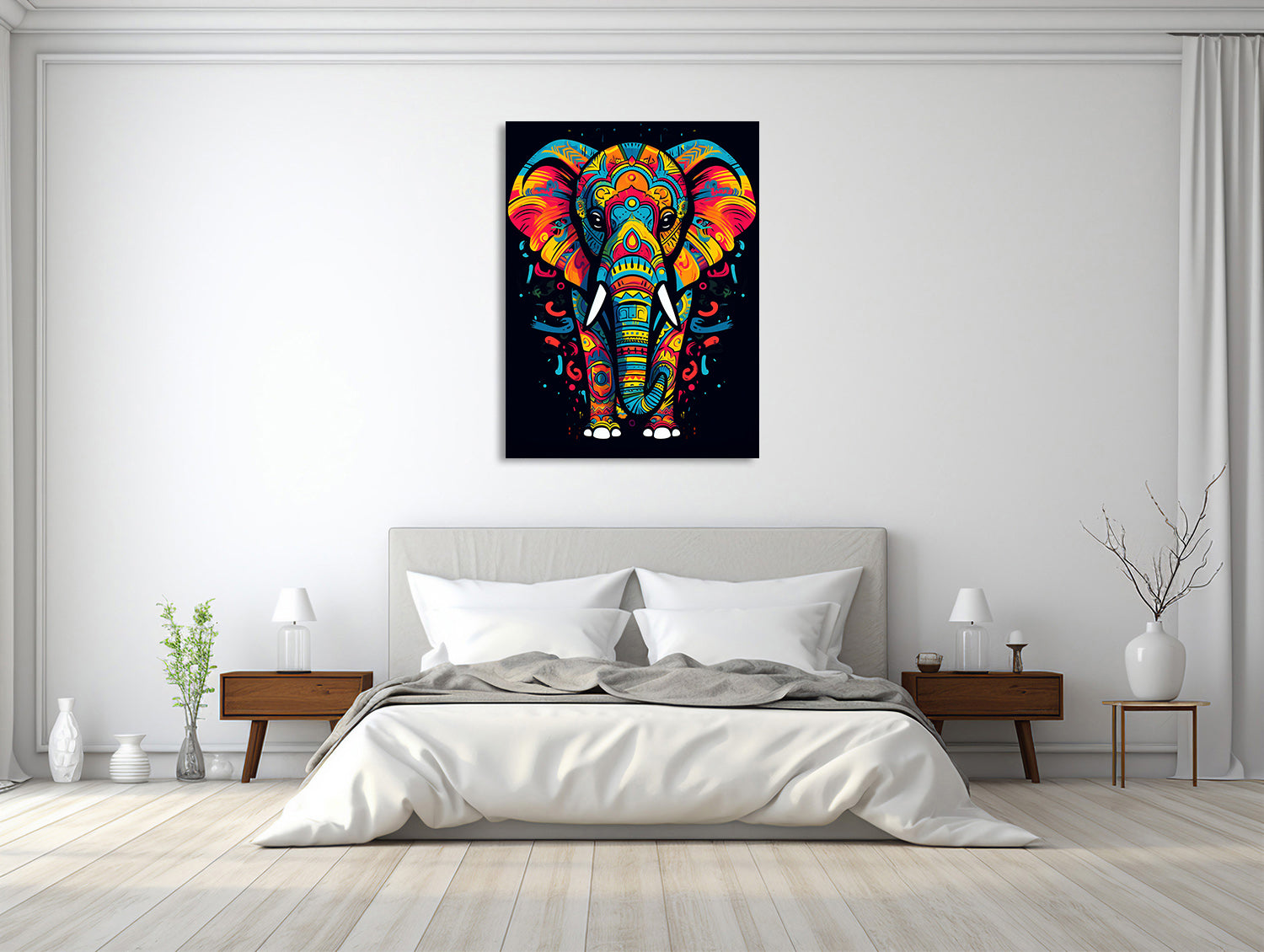 Majestätischer Elefant in Farbexplosion
