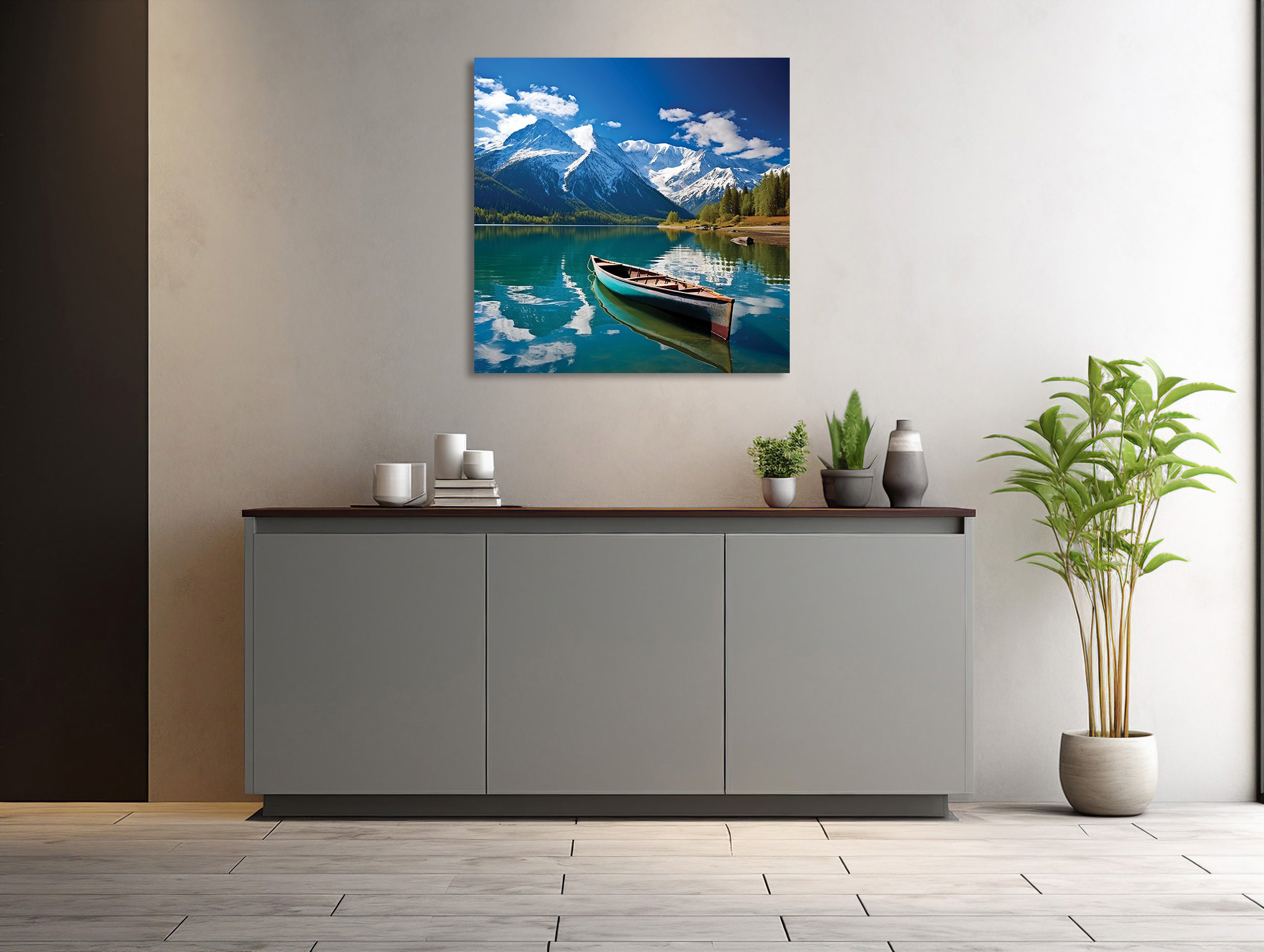 Bergseeidylle mit Ruderboot