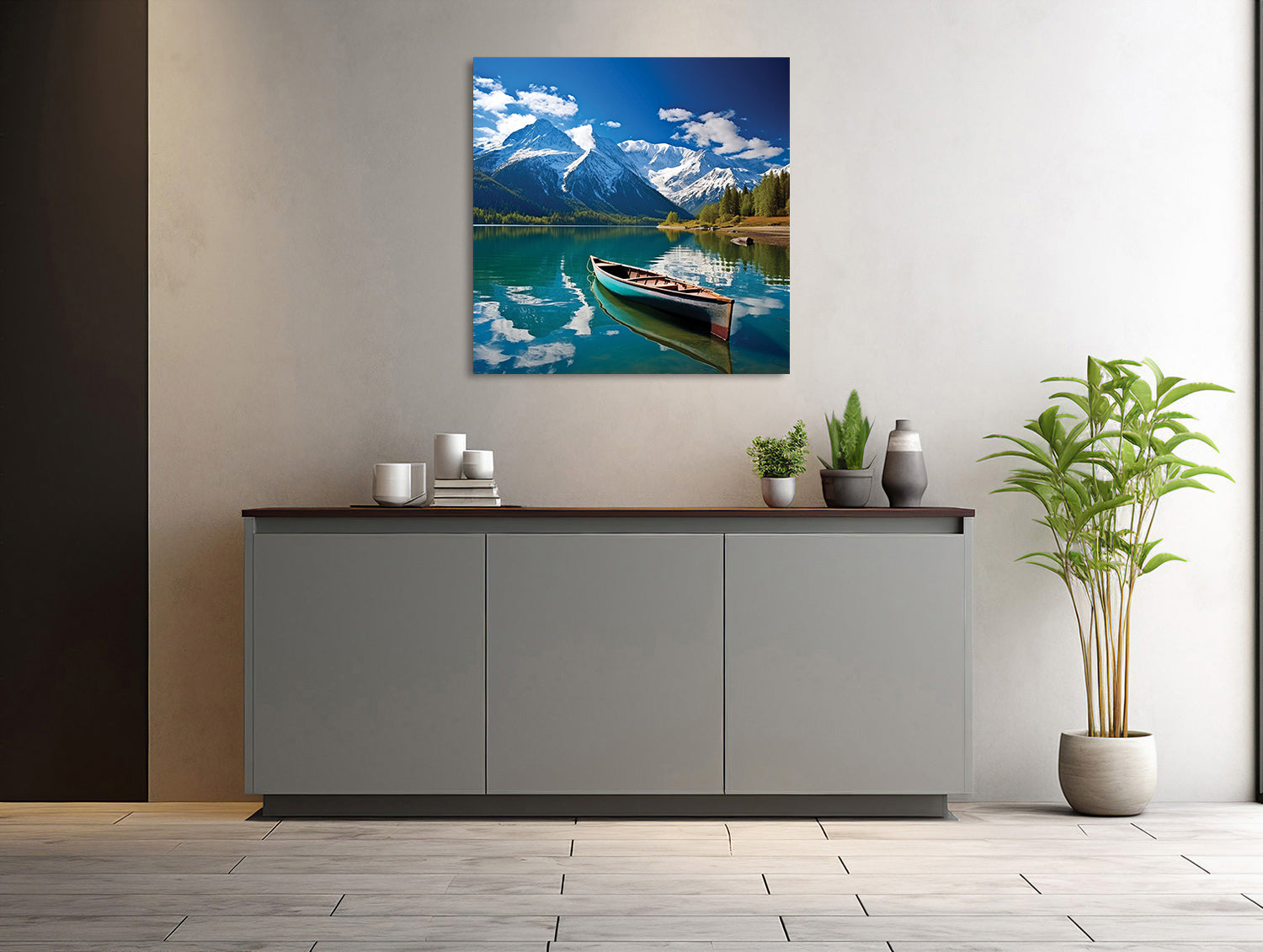 Bergseeidylle mit Ruderboot