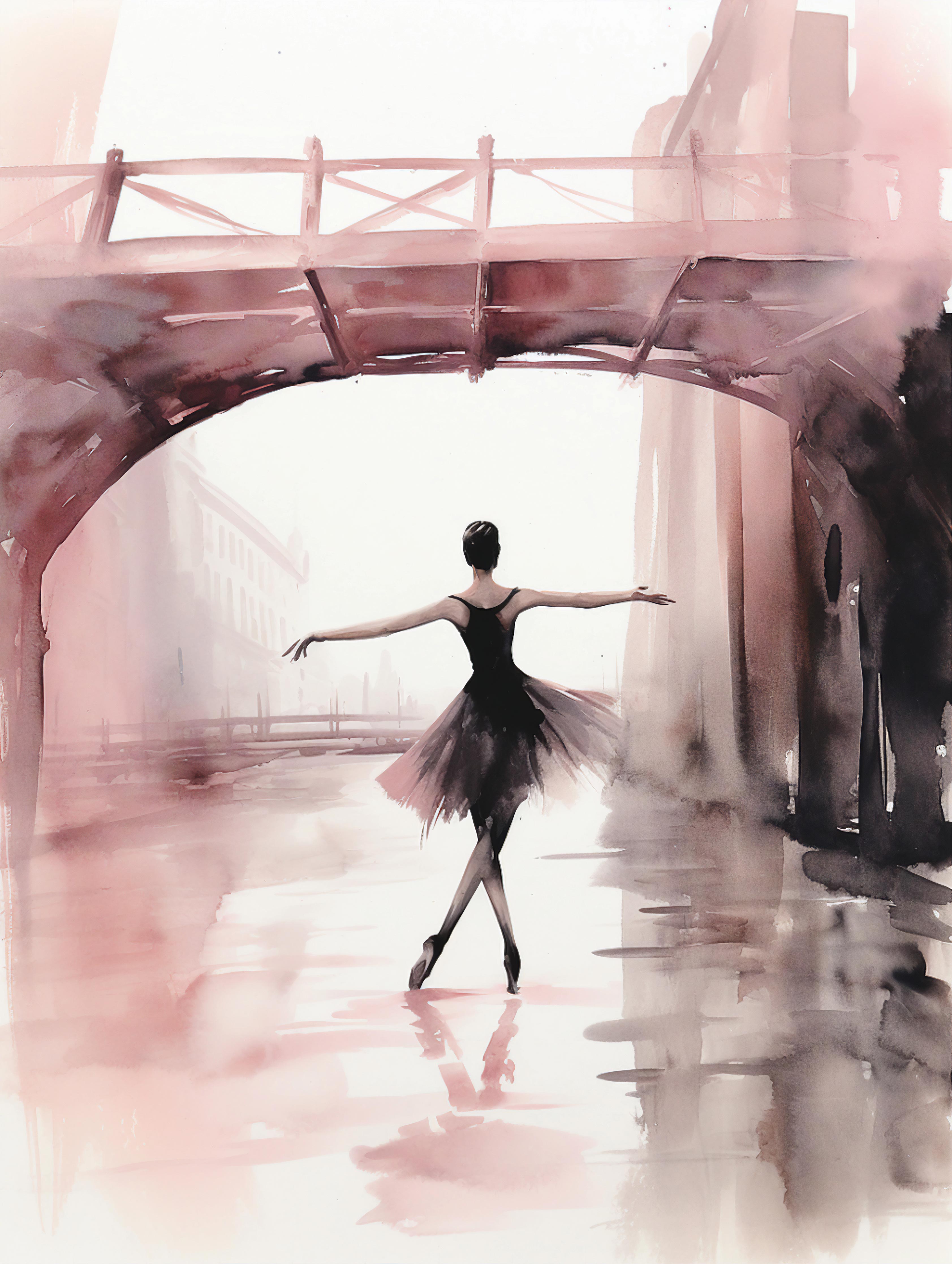 Ballerina in der Stadtreflektion