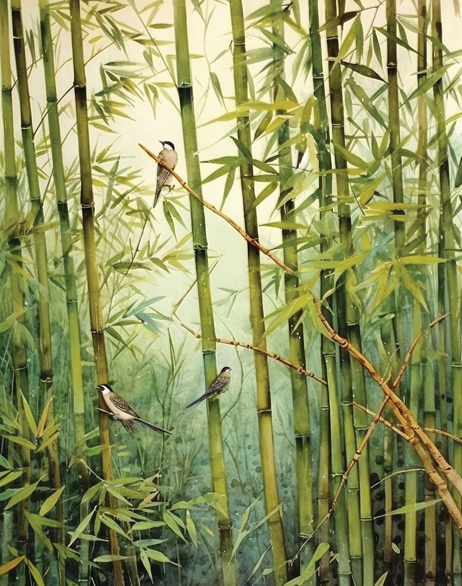 Bambusflüstern mit Singvögeln