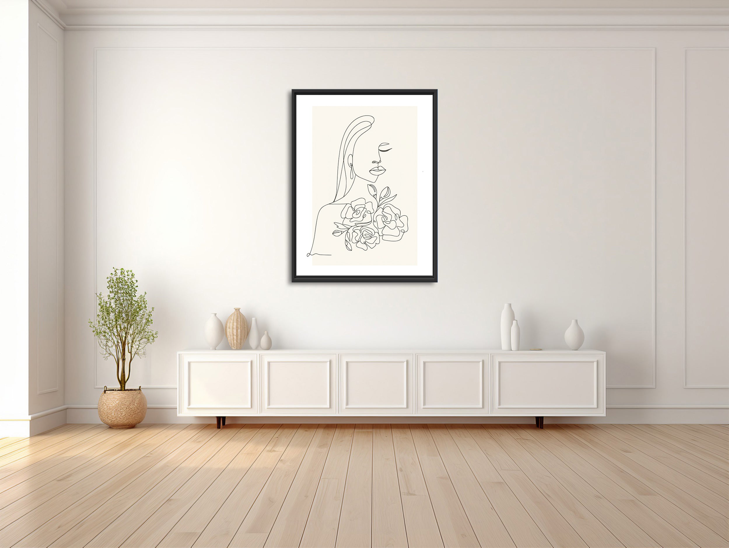 Eleganz in Linien: Porträt und Flora