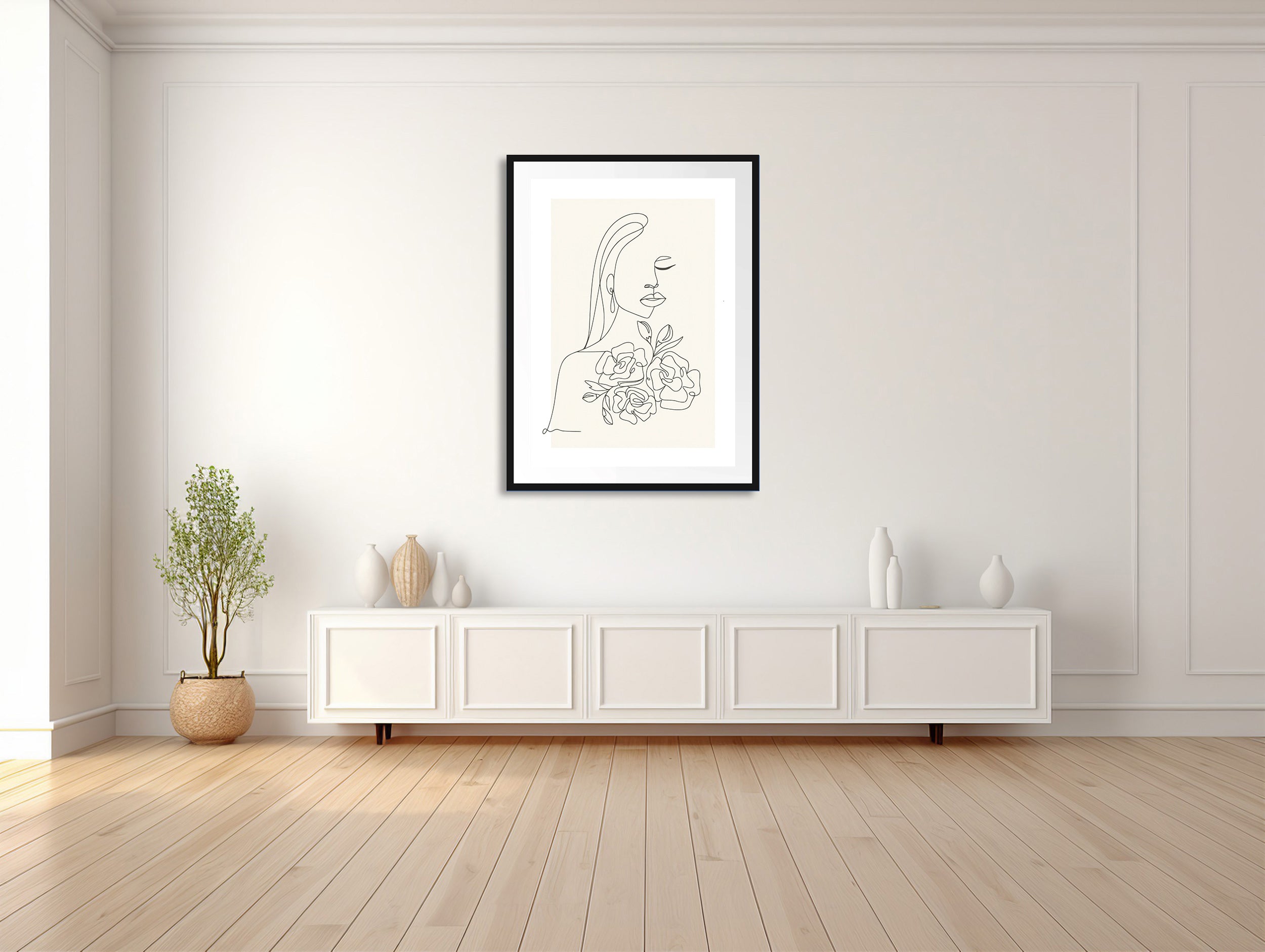 Eleganz in Linien: Porträt und Flora