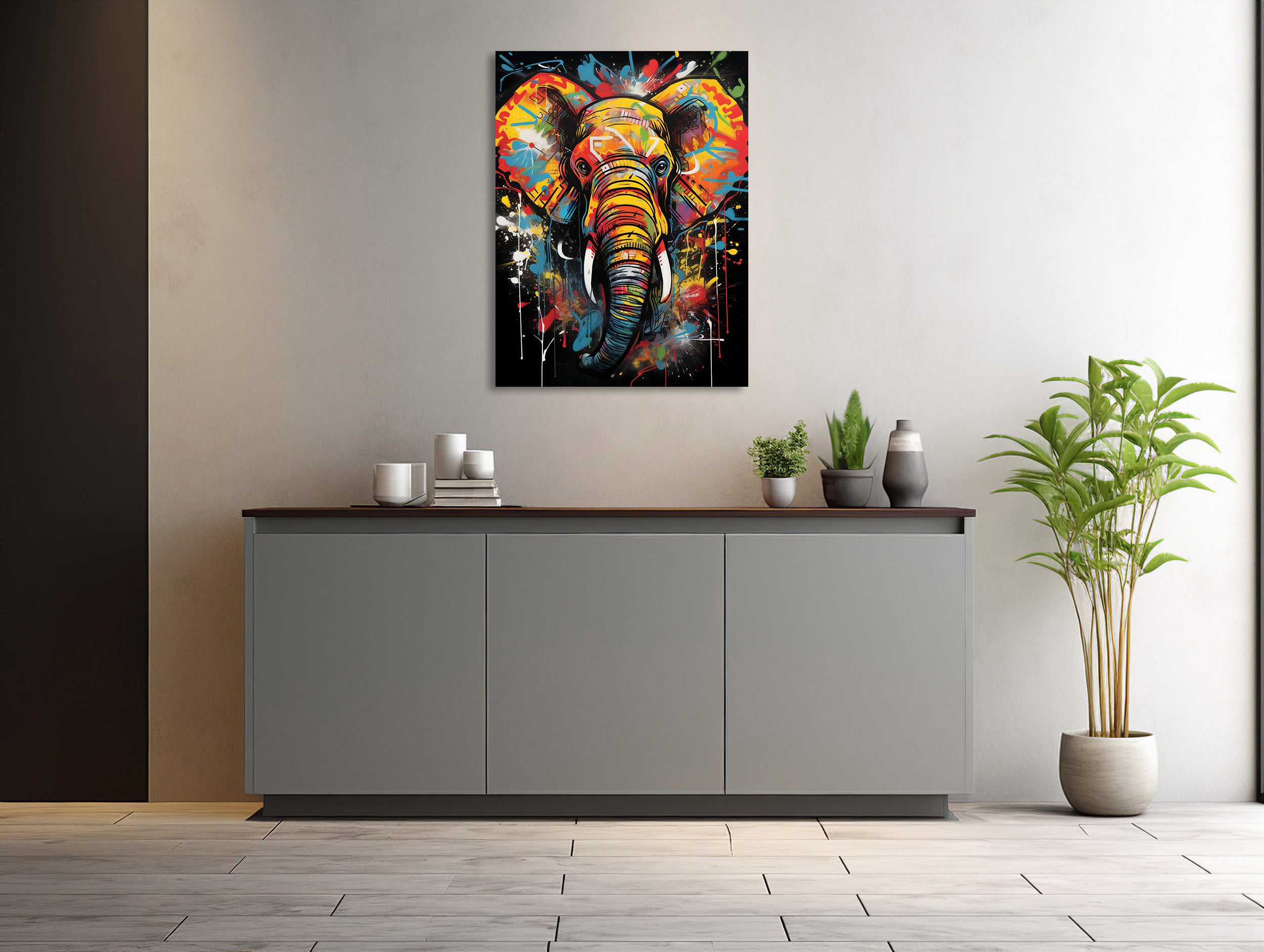 Farbenfroher Urban Elefant