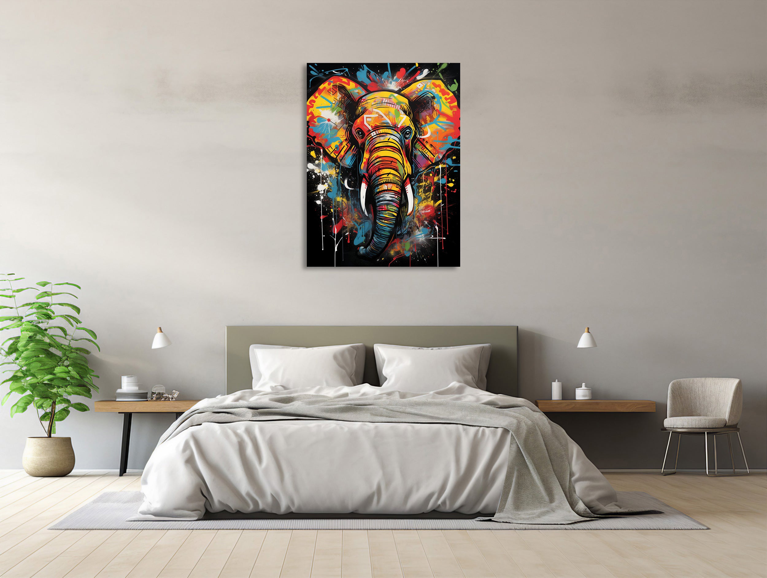 Farbenfroher Urban Elefant