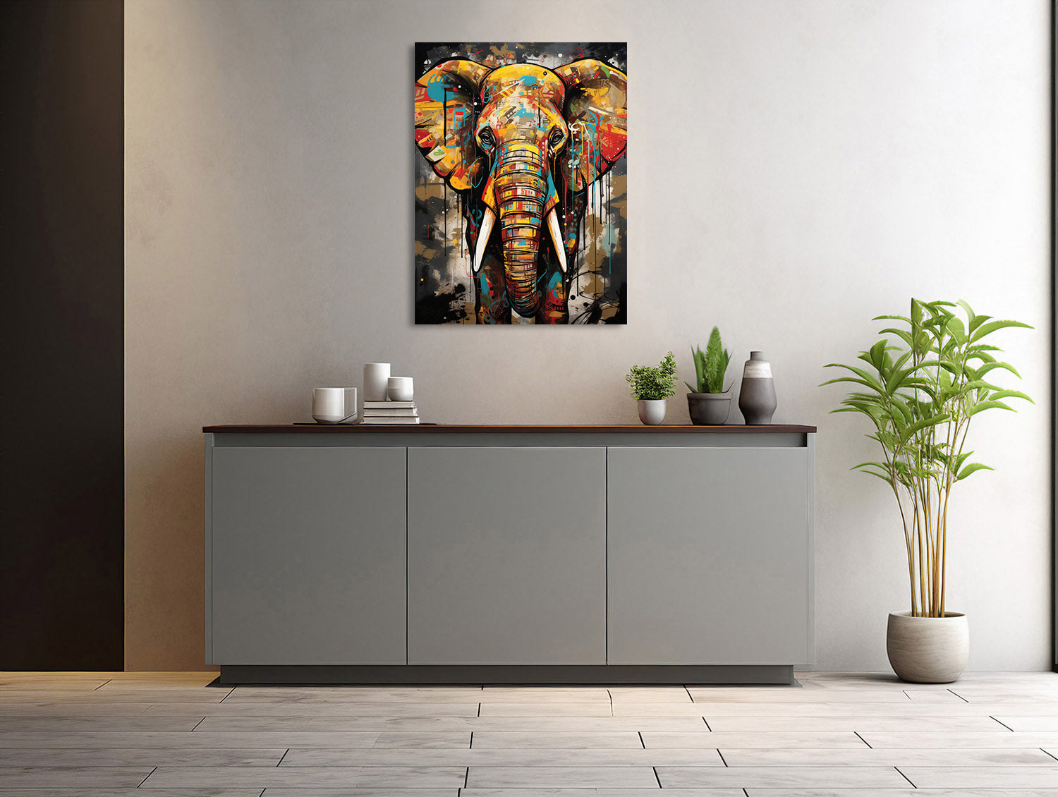 Urbaner Farbsplash-Elefant