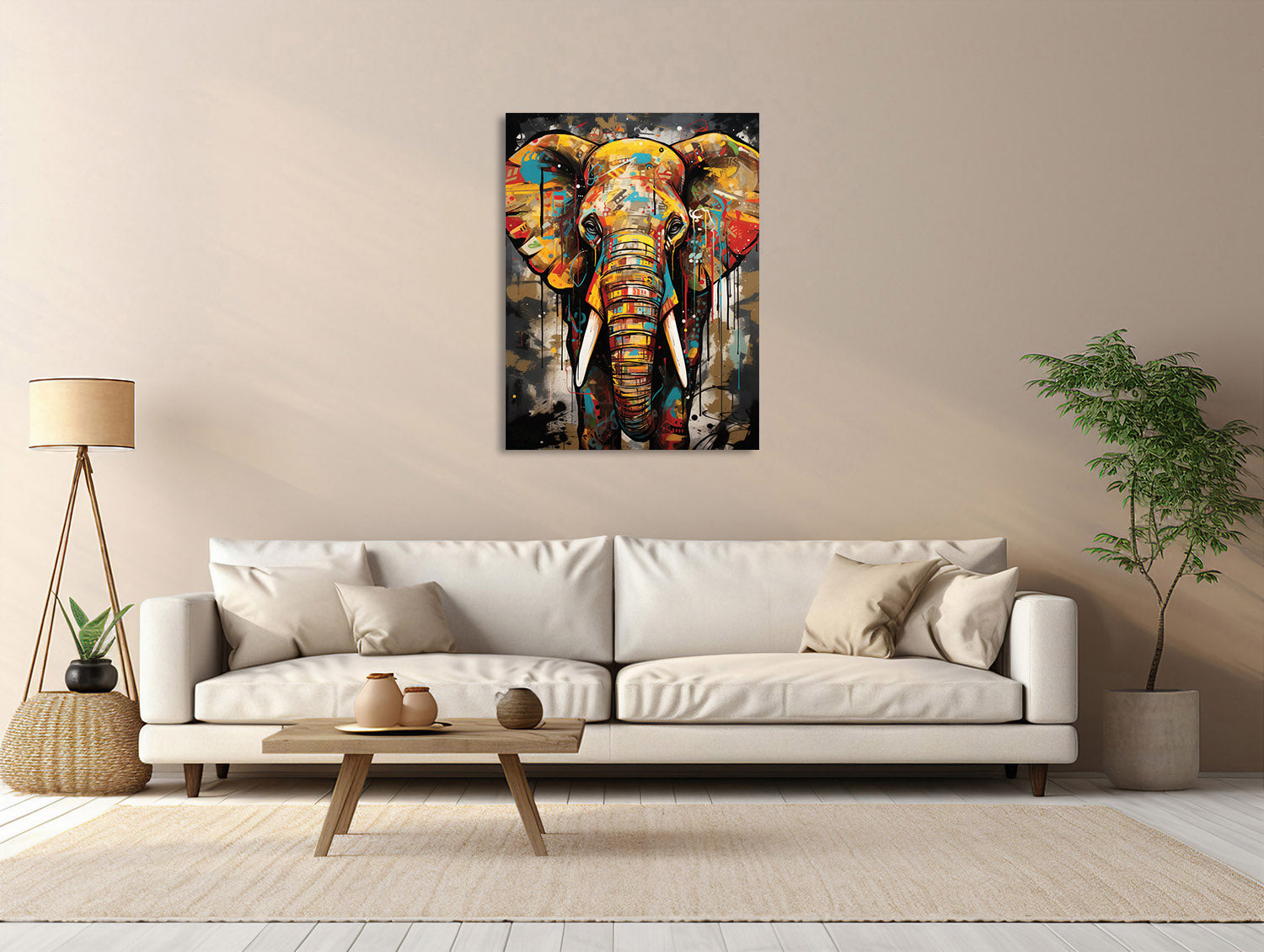 Urbaner Farbsplash-Elefant