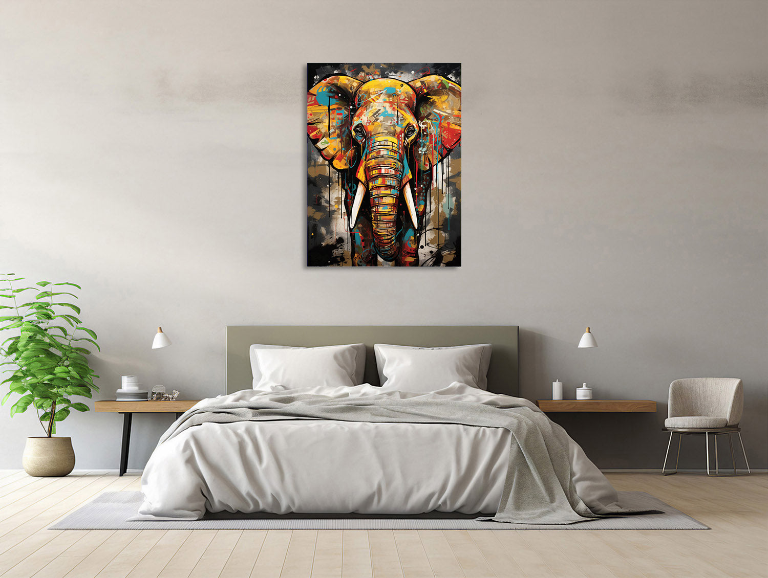 Urbaner Farbsplash-Elefant