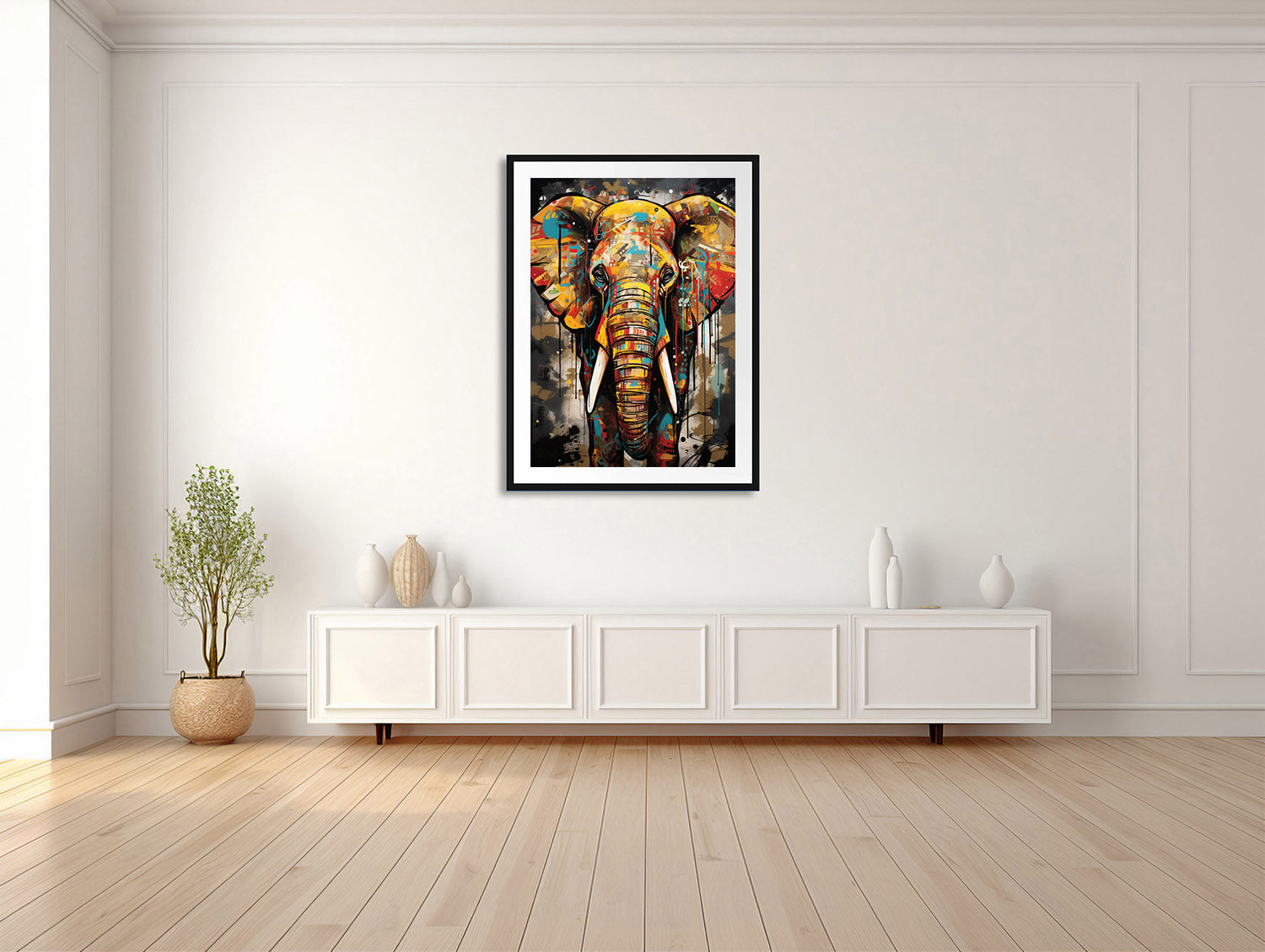 Urbaner Farbsplash-Elefant