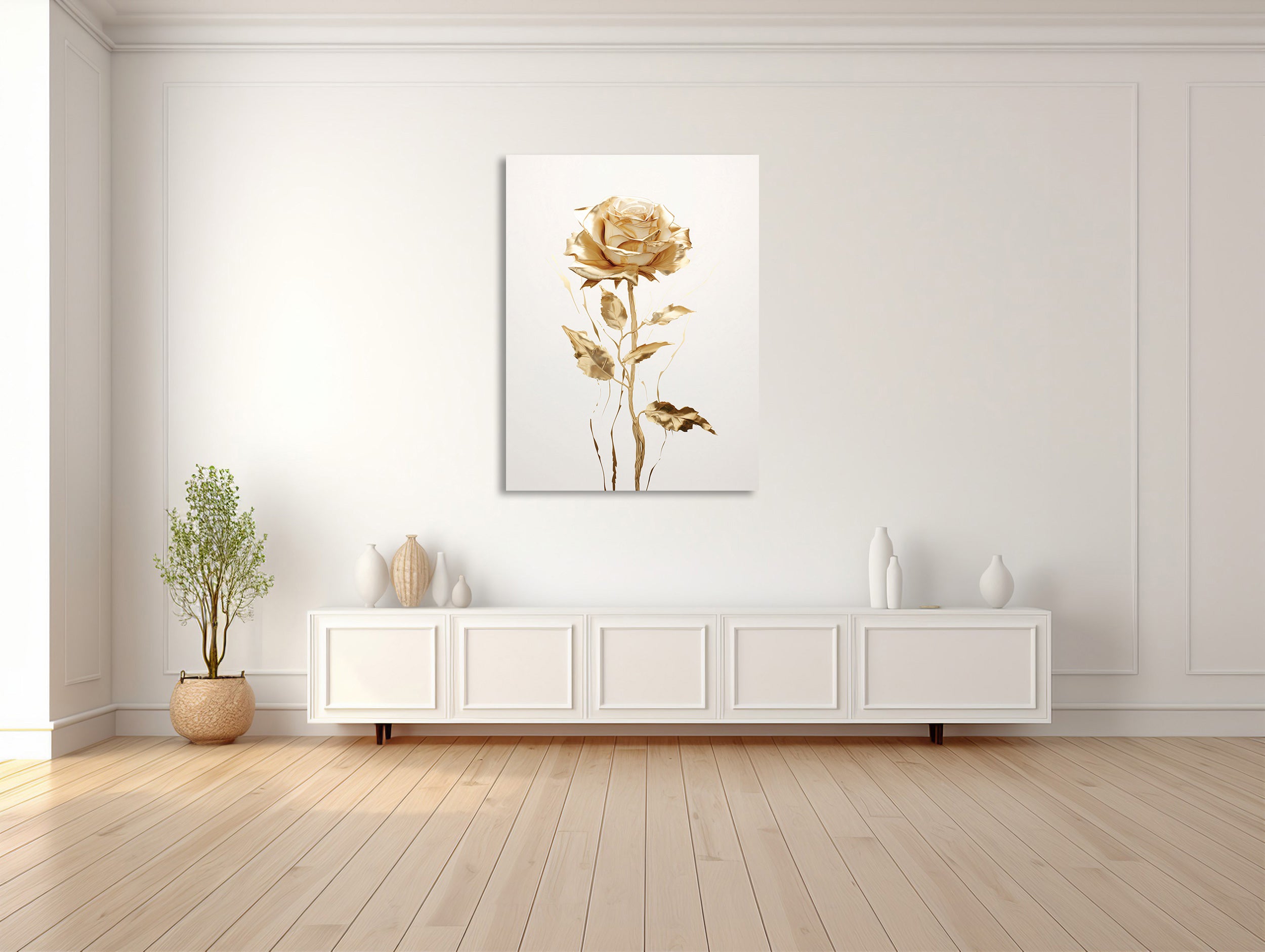 Goldene Rose auf Weiß