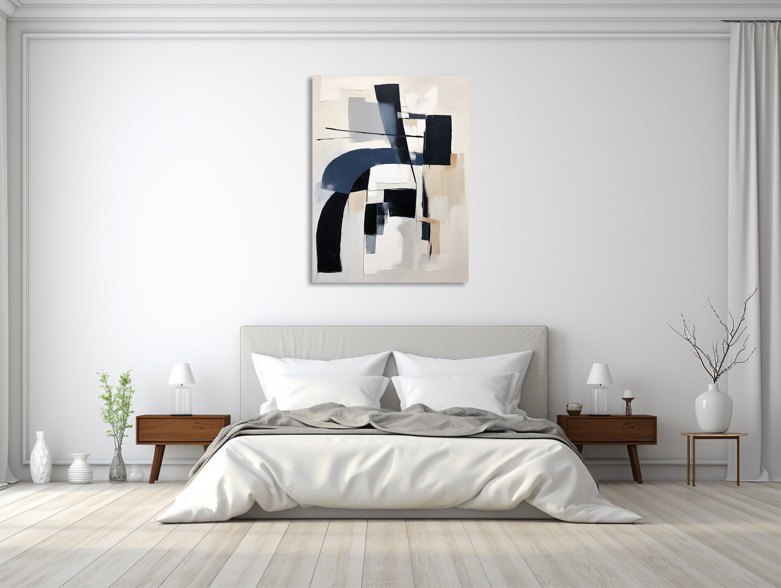 Geometrische Harmonie in Blau und Weiß