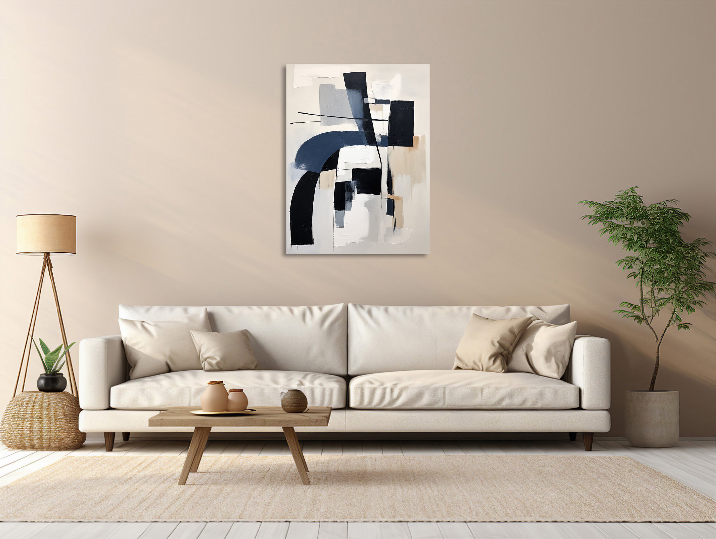 Geometrische Harmonie in Blau und Weiß