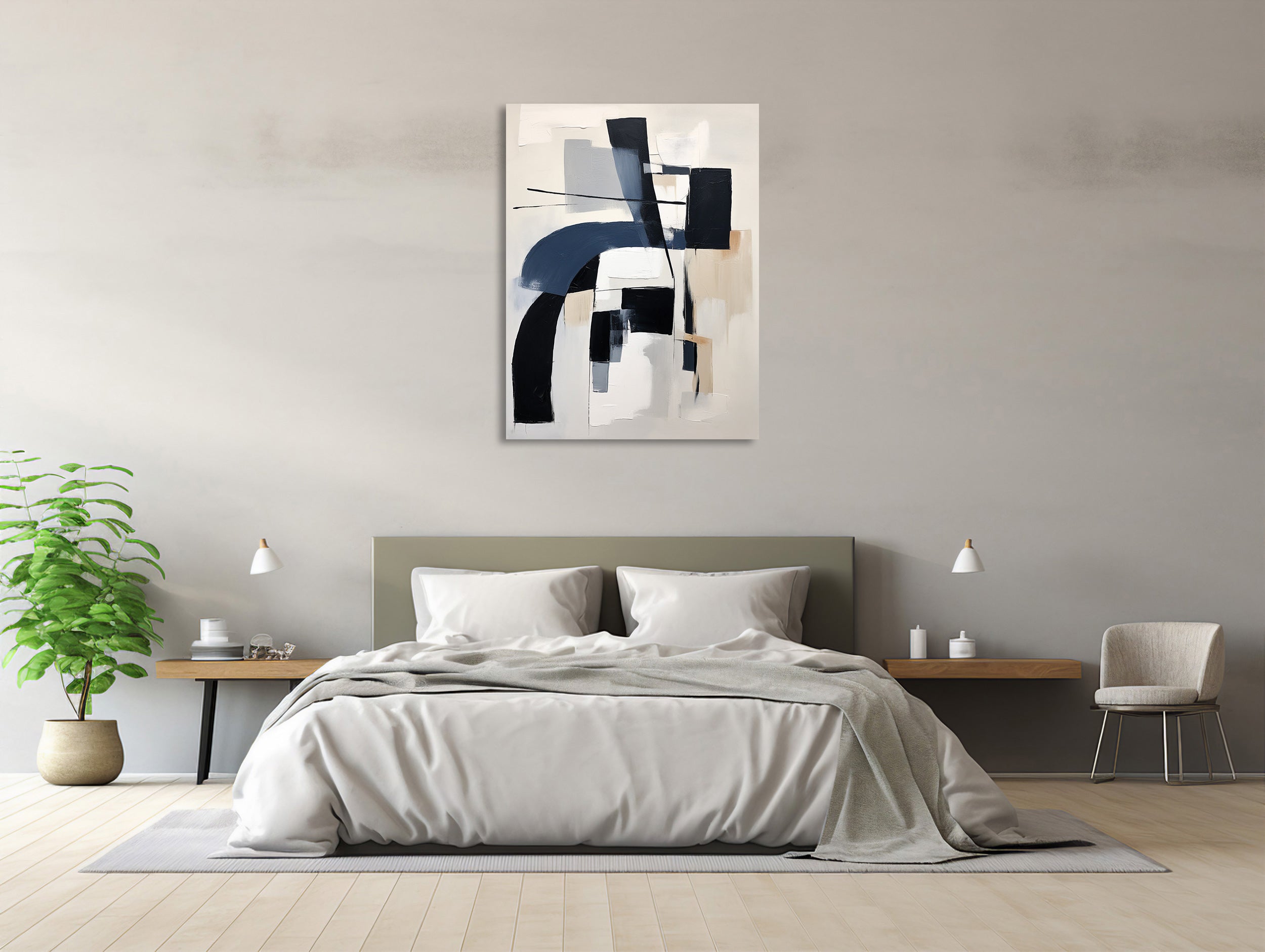 Geometrische Harmonie in Blau und Weiß