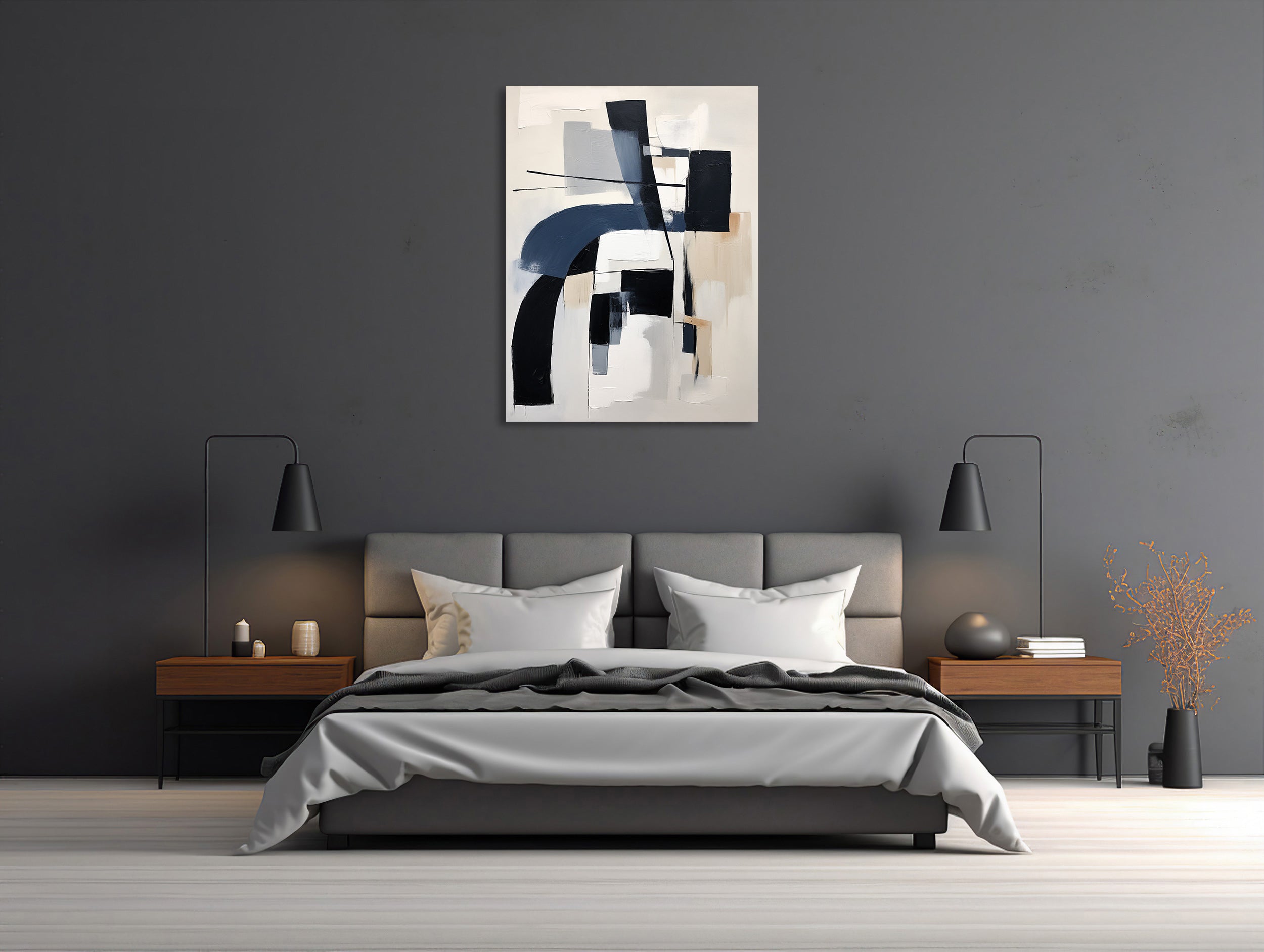 Geometrische Harmonie in Blau und Weiß