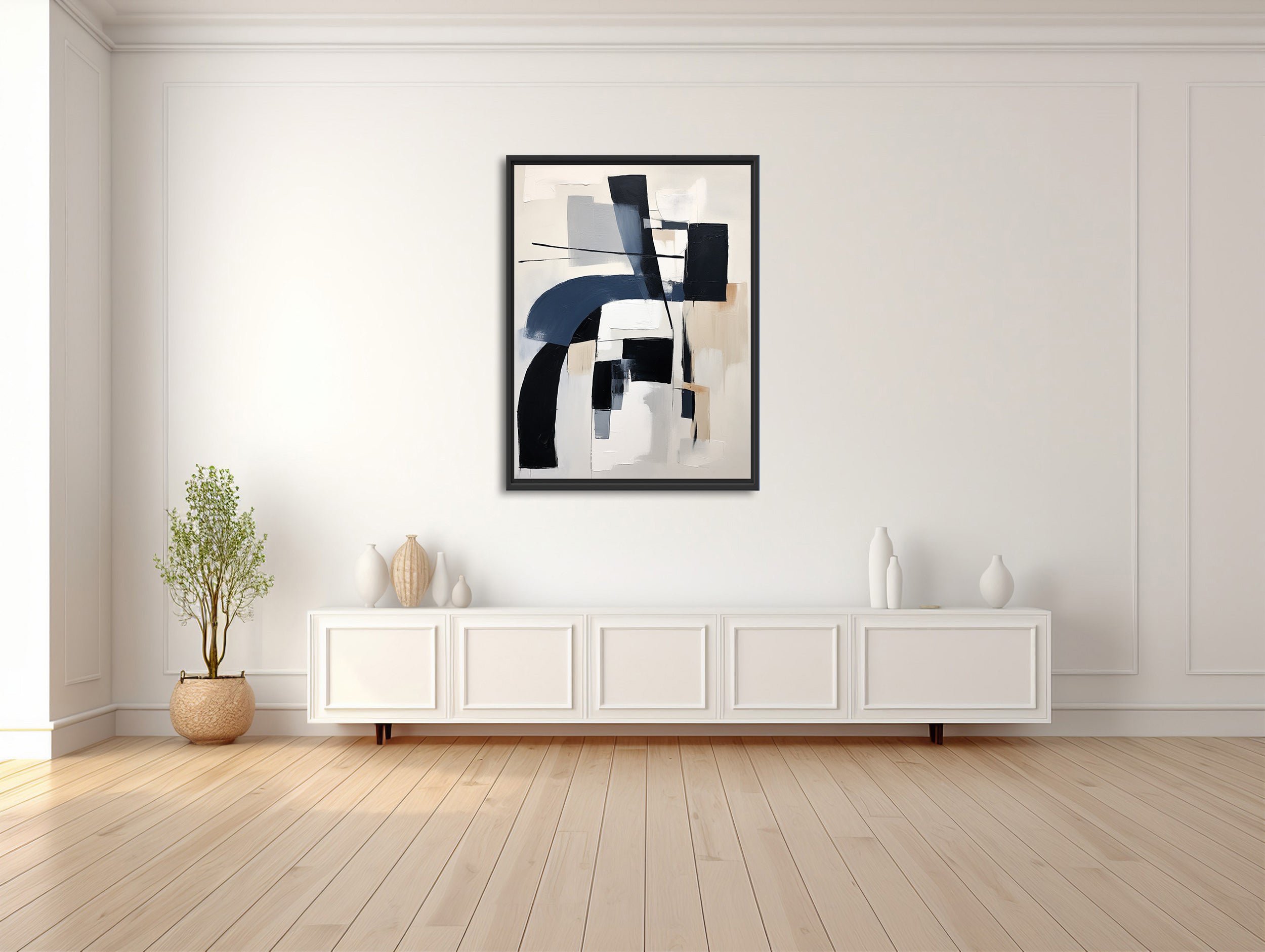 Geometrische Harmonie in Blau und Weiß