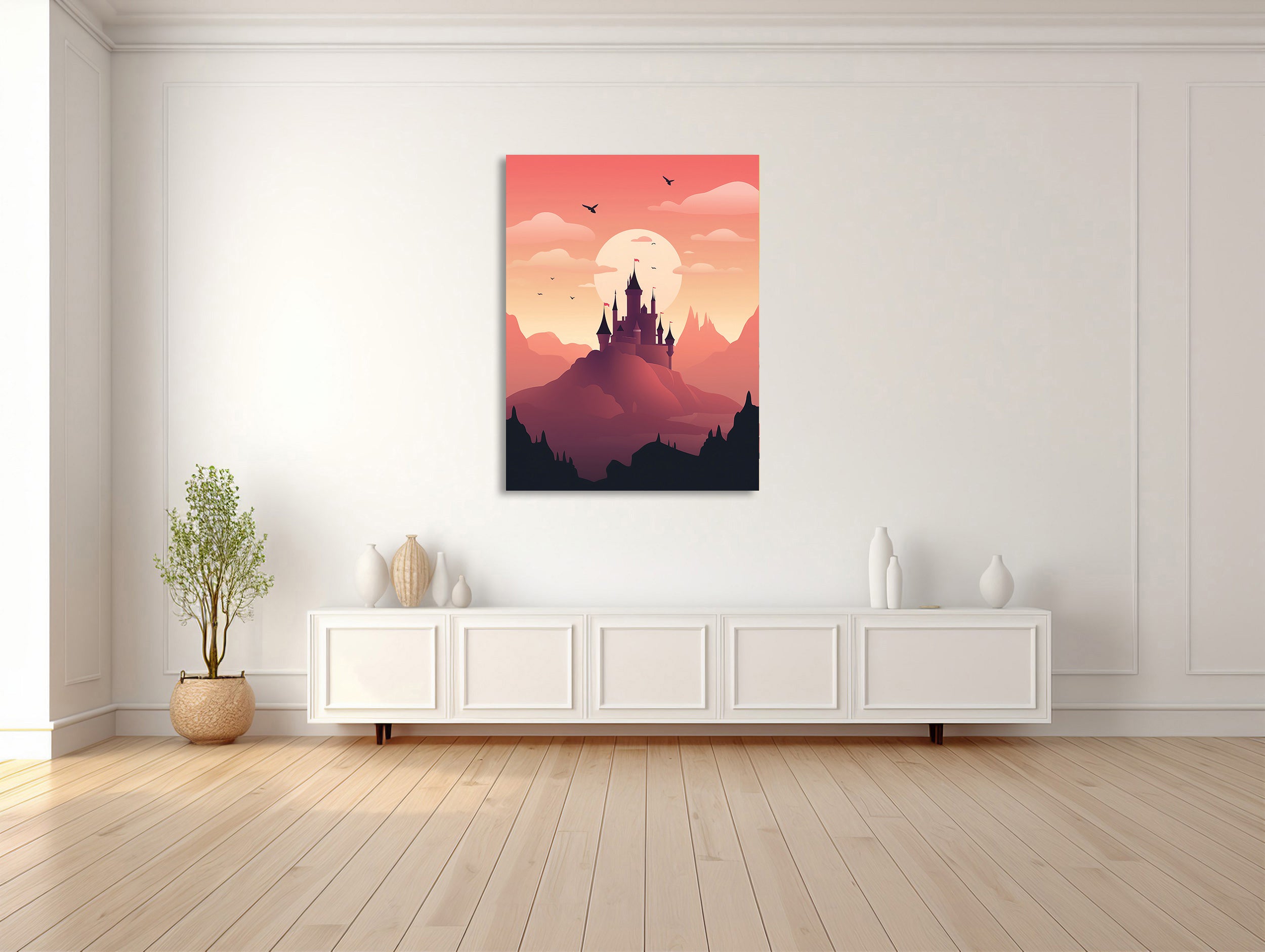 Mystisches Schloss bei Sonnenuntergang