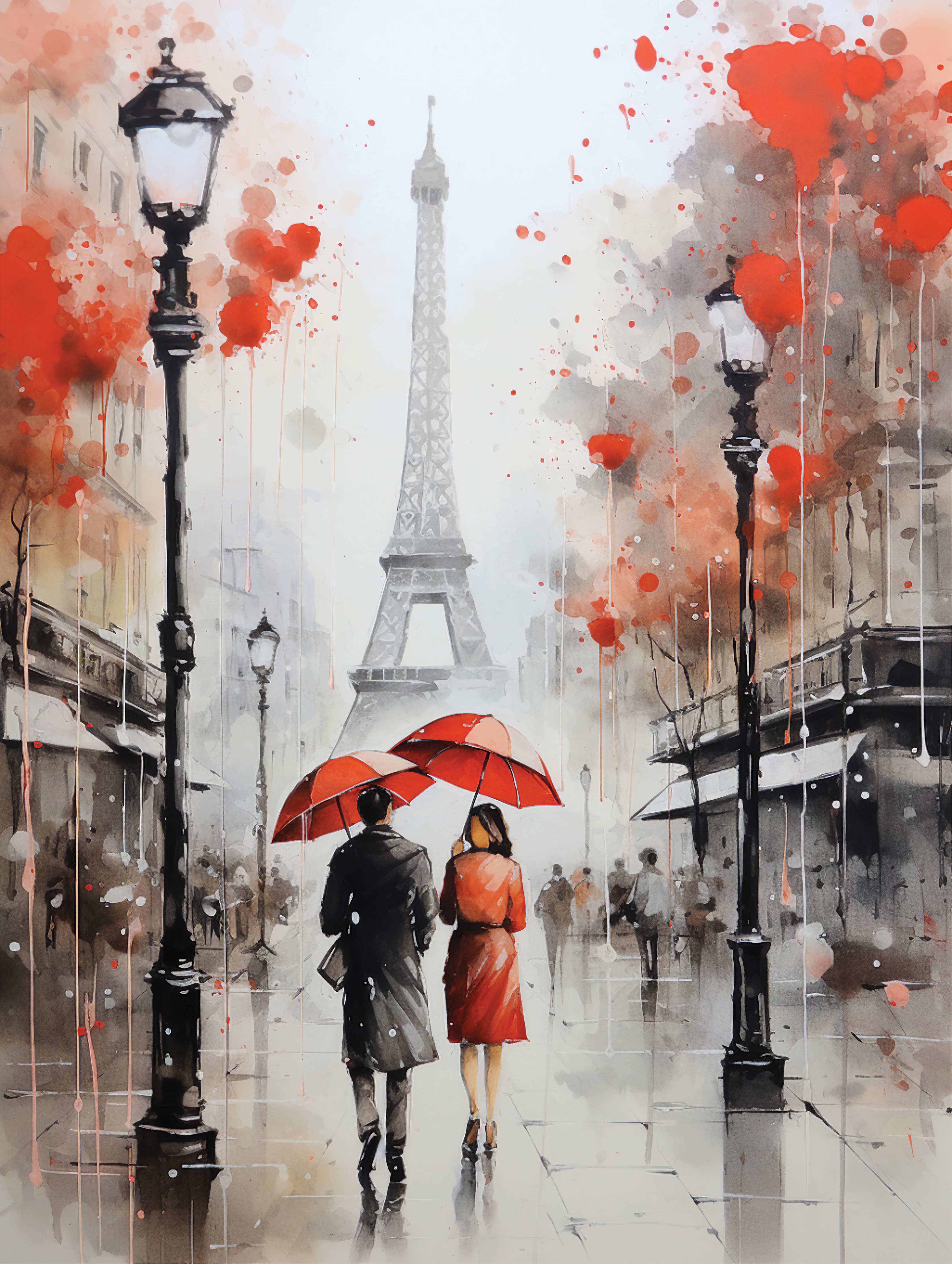 Parisian Romance in Rain