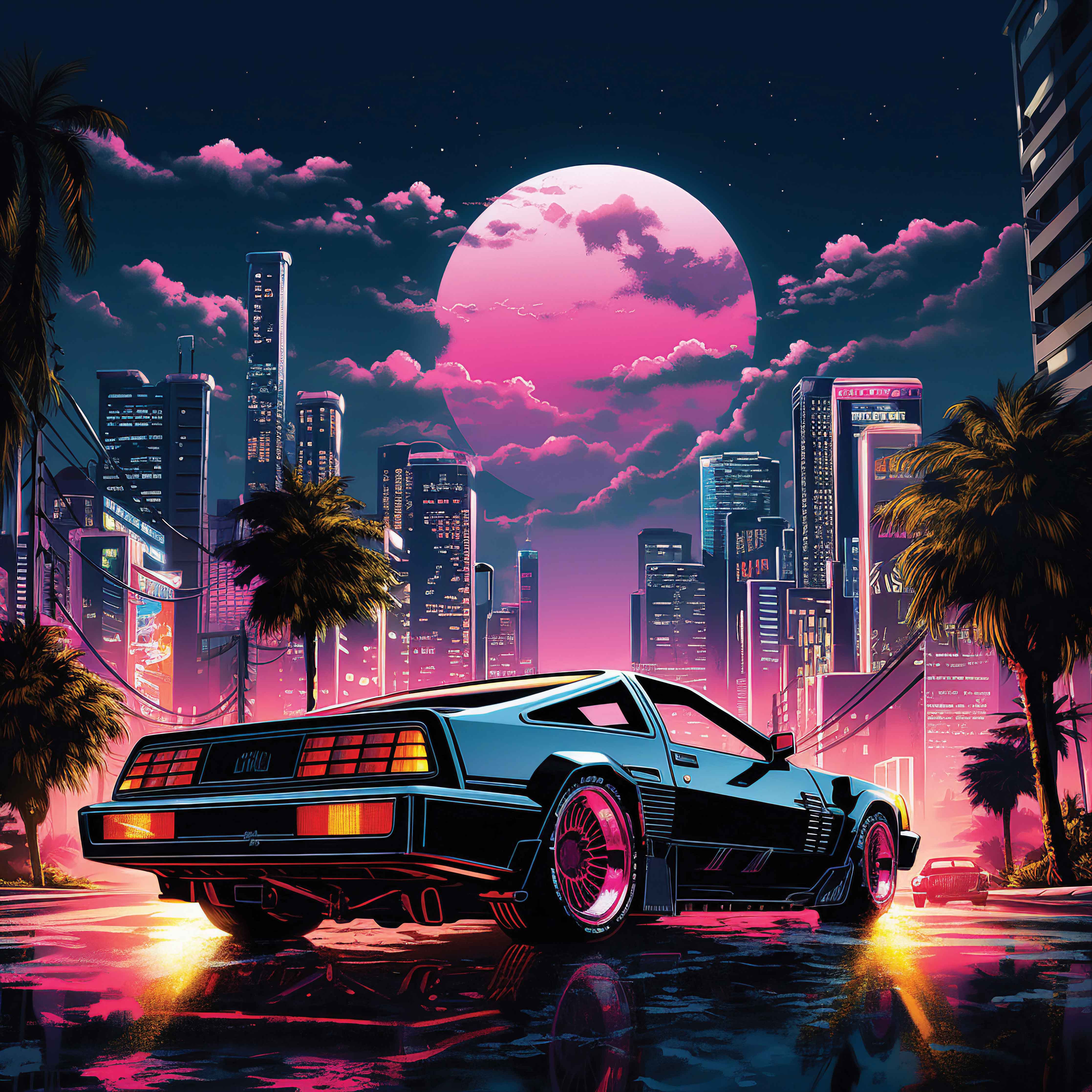 Städtische Synthwave-Nacht