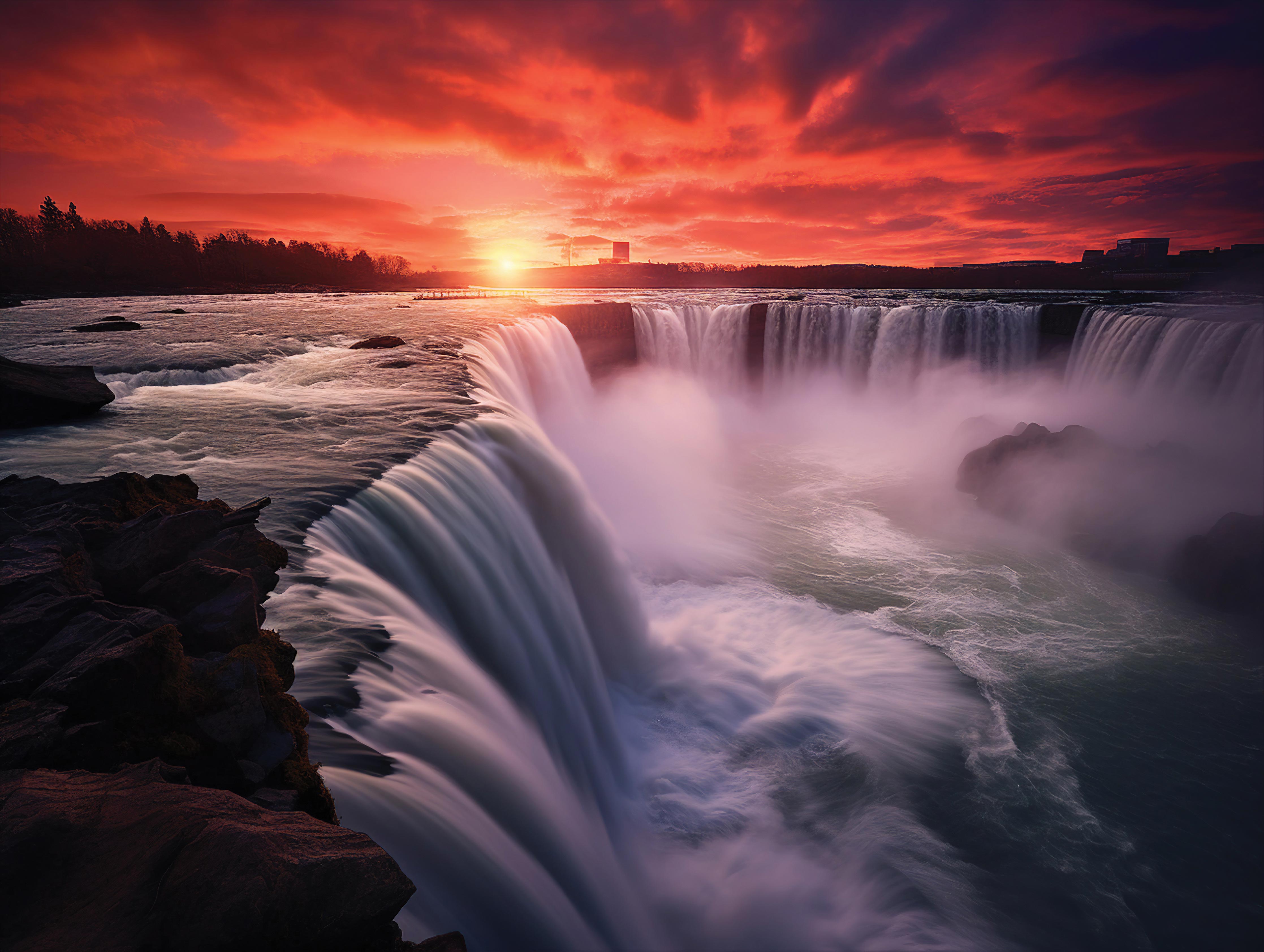 Wasserfall-Pracht bei Sonnenuntergang