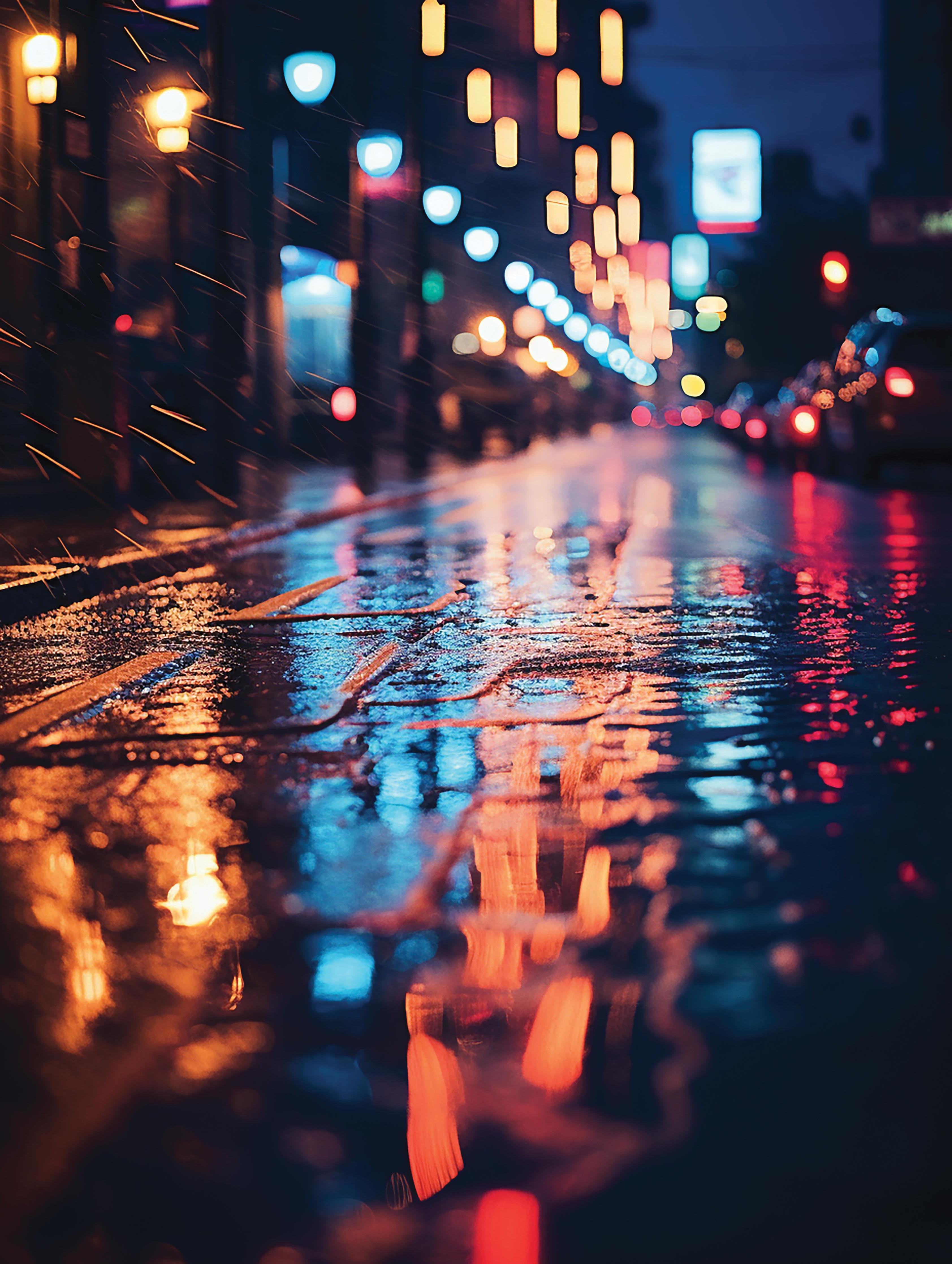 Lichter im Regen