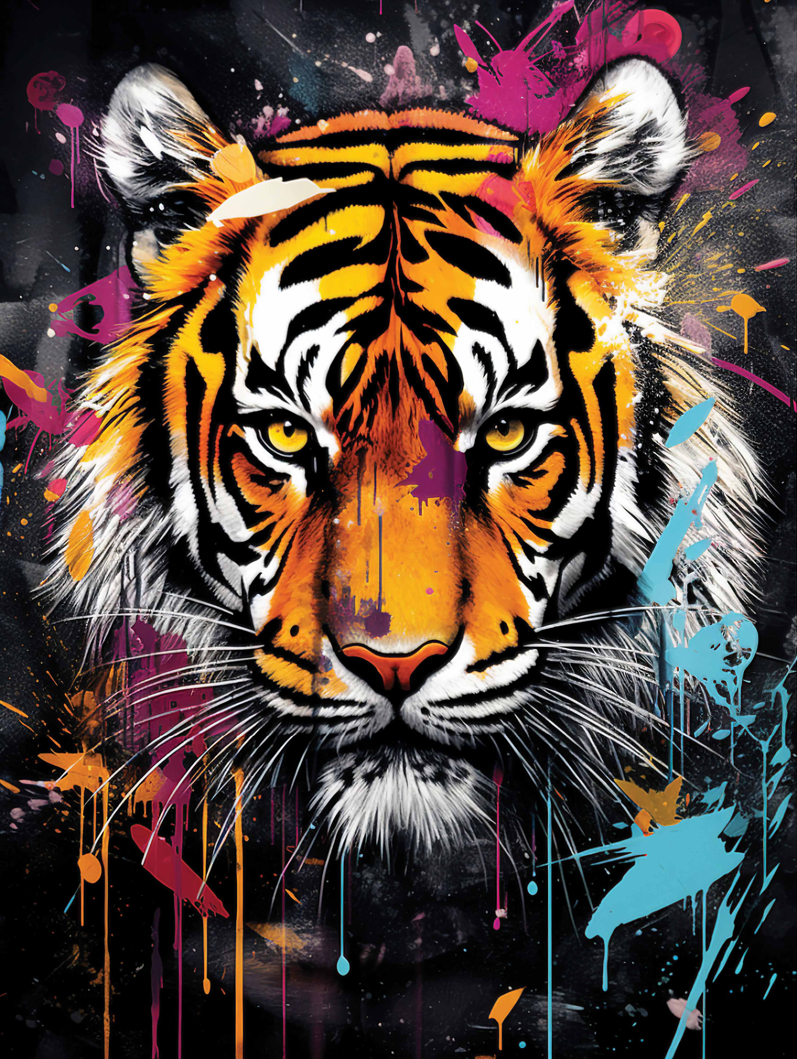 Farbexplosion Tigerkopf