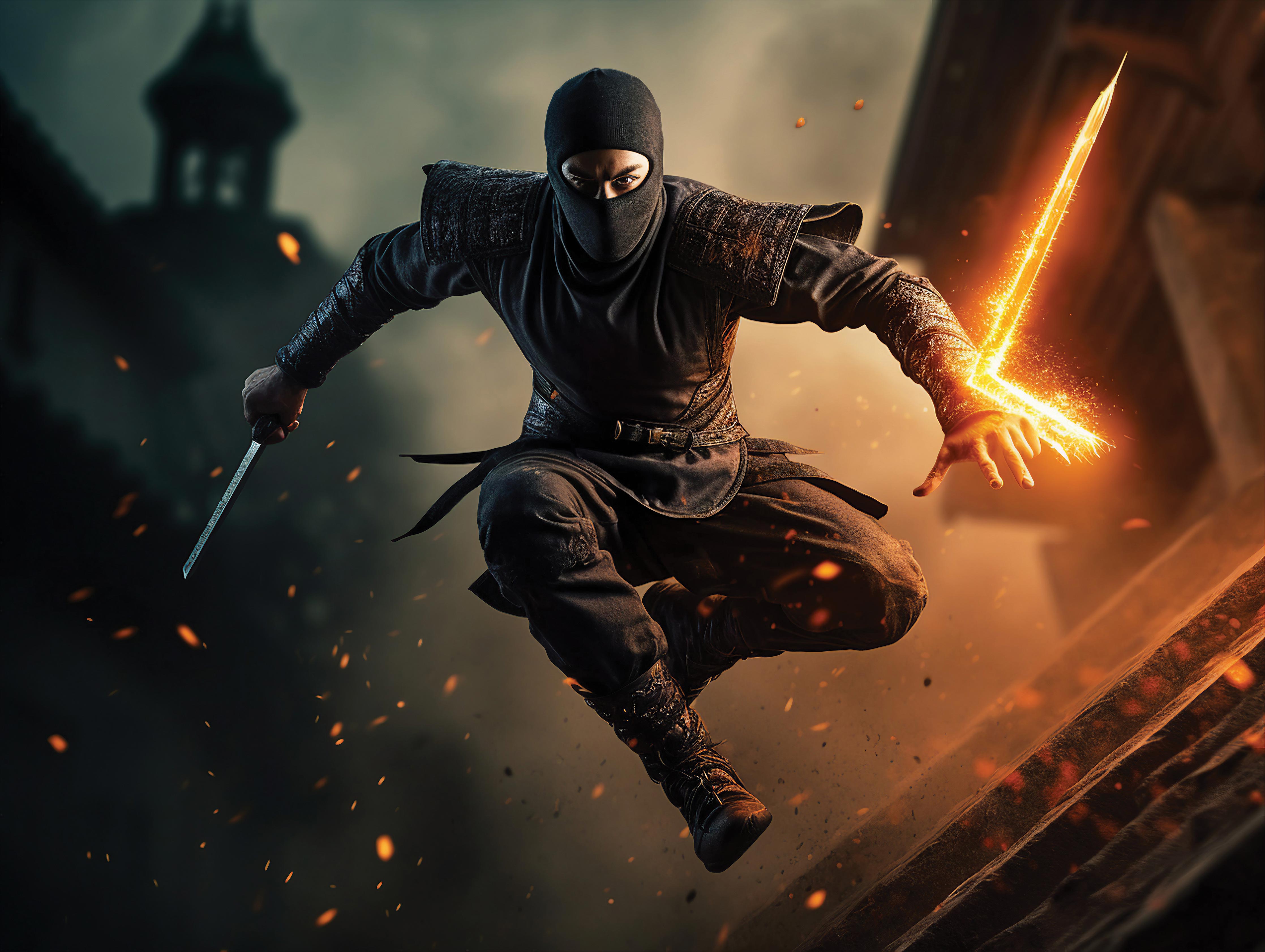 Ninja-Krieger im Sprung