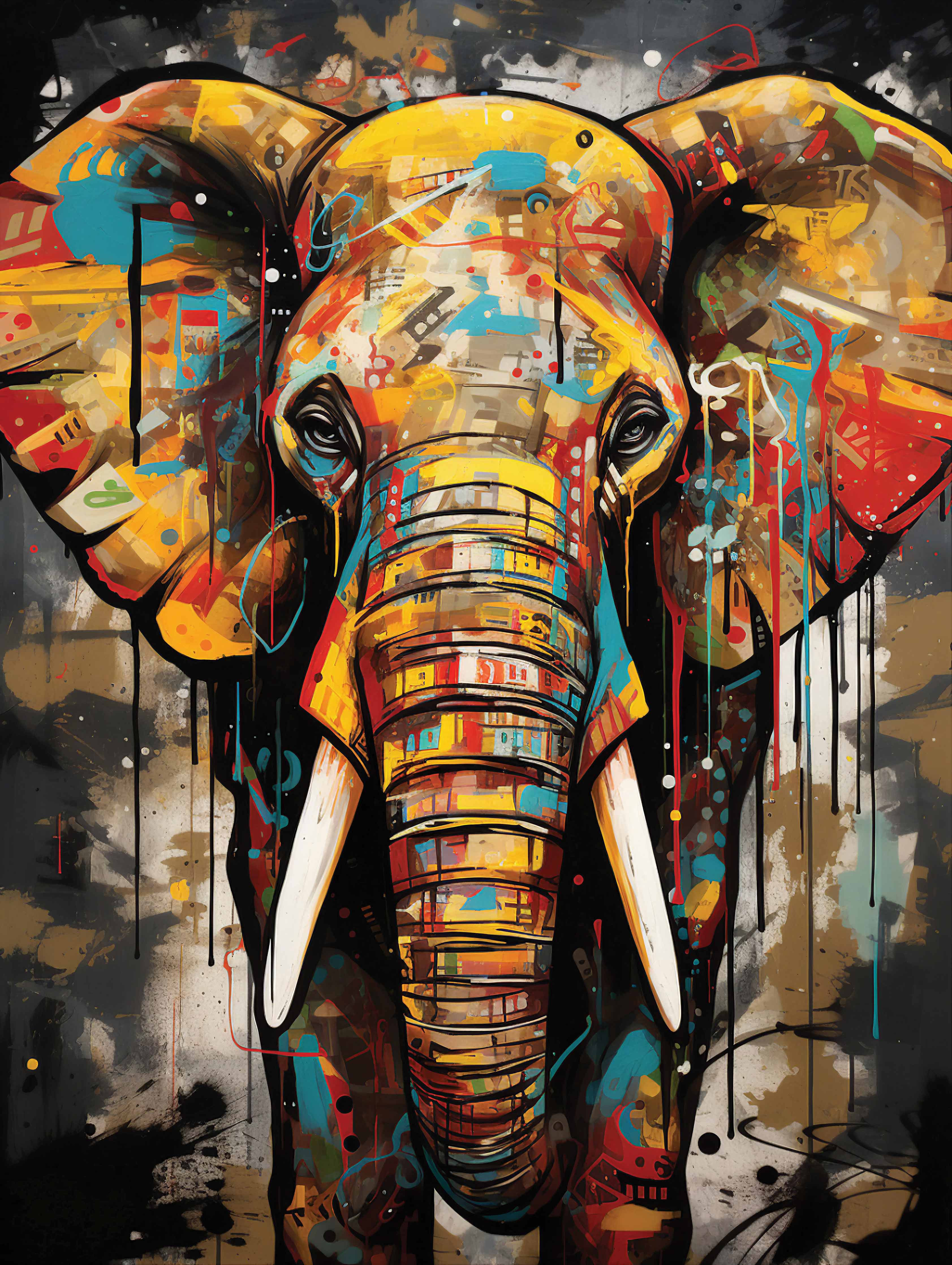 Urbaner Farbsplash-Elefant