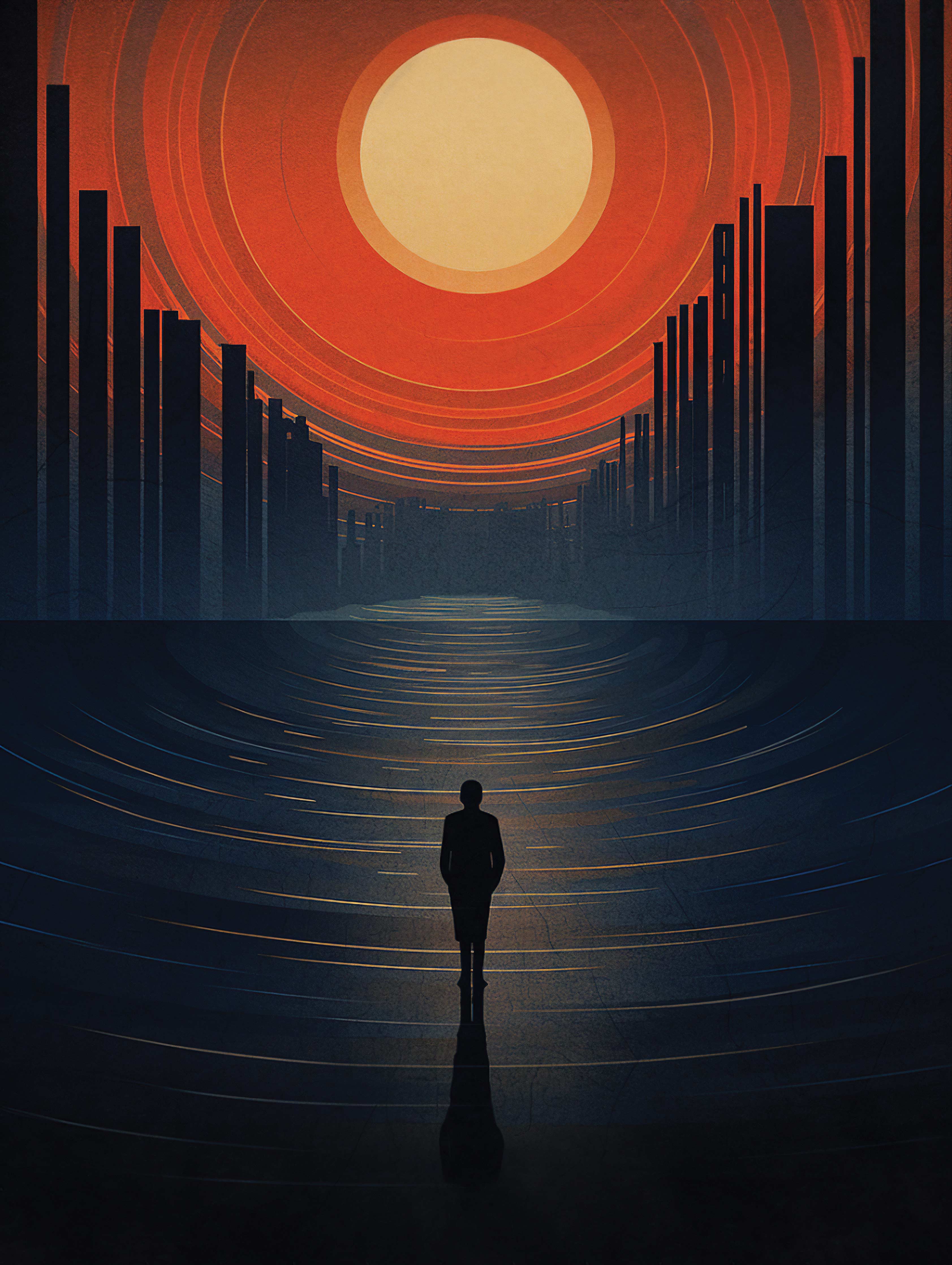 Sonnenuntergangs-Silhouette