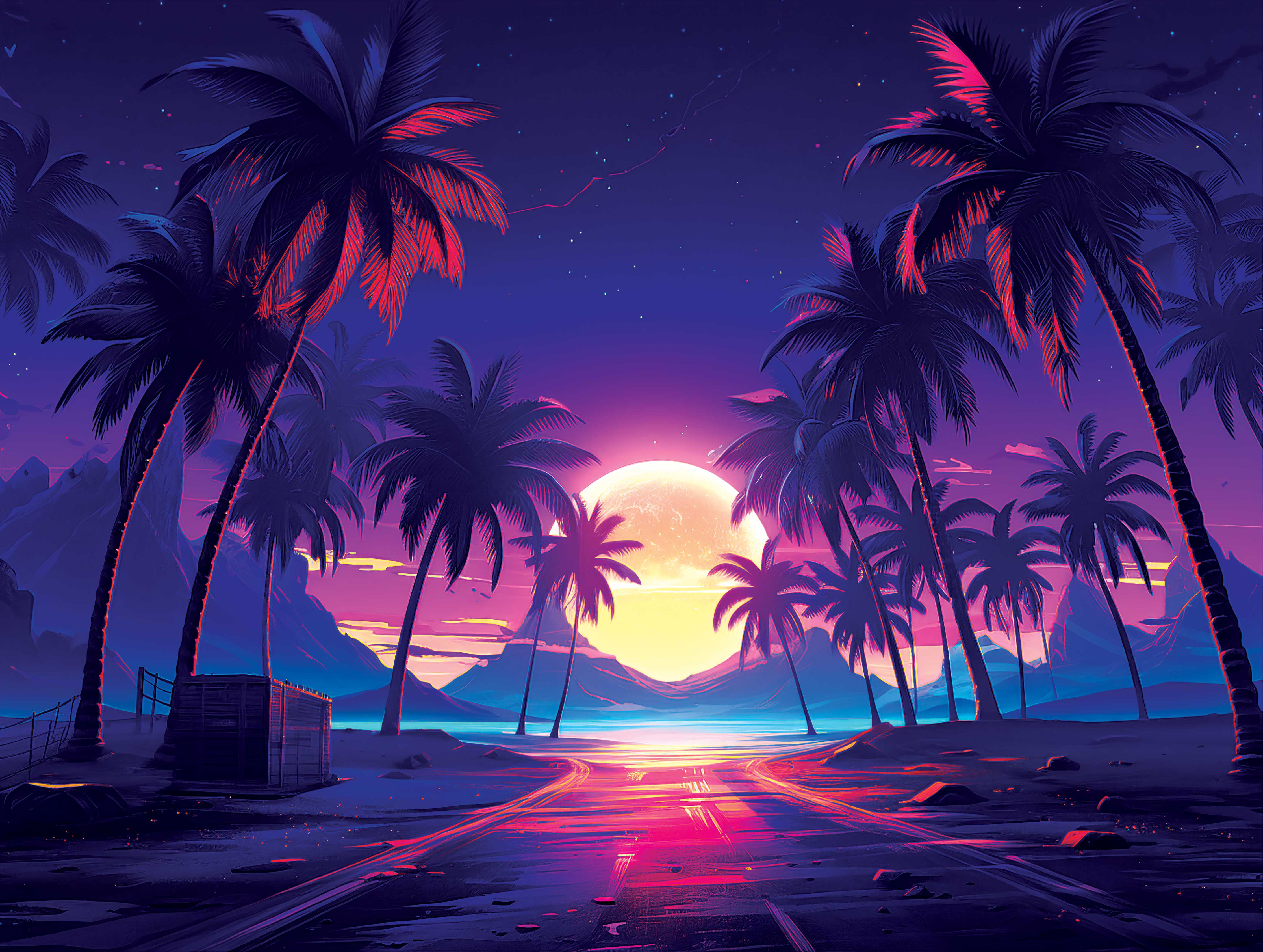 Tropischer Neonsonnenuntergang
